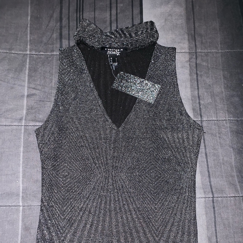 Silver crop top